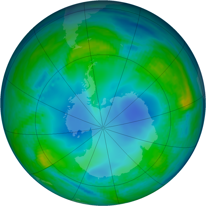 Antarctic ozone map for 23 May 1991
